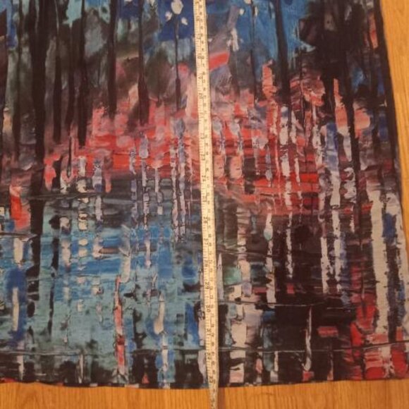 Everly Colorful Blue Red Abstract Watercolor Dress Size S - Picture 3 of 5